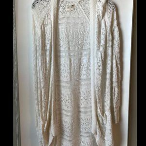 Long White Lace Cardigan